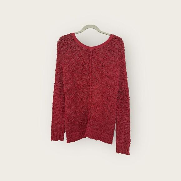 Free People Songbird Red V Neck Nubby Sweater Size XS - Picture 2 of 4
